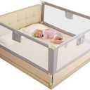 Quick Assembled Bed Rail for Baby, Foldable Toddlers Bed Rails, Height Adjustable Bed Rail Guard, Steady and Safty for King Size Bed (2 Sides 78.7"+1 Side 74.8'')