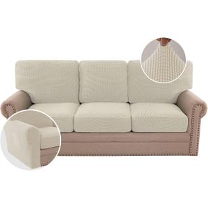 H.VERSAILTEX Multi-Pieces Sofa Covers Stretch Couch Covers Form Fitted Seats and Back Cushions Covers (3 Seat Covers Plus 3 Back Cusion Covers, Bonus 2 Armrest Covers), Island Fossi