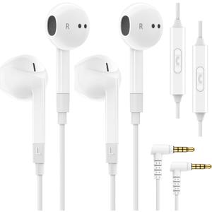LUDOS FEROX 2 Pack Wired Earbuds in-Ear Headphones, Earphones with Microphone, Noise Isolation for 3.5mm Jack Ear Buds for iPhone, Samsung, Computer, Laptop, Kids, School Students
