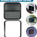 Vertical RV Window, Tinted Sliding with Net Screen and Trim Ring, Size: 18x18in