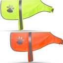 2 Pieces Dog Reflective Vest Adjustable Dog Safety Service Vest Pet High Visibility Apparel for Hunting Outdoor Activities Walking at Night(S,Orange, Fluorescent Yellow)