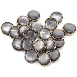 20 pcs Translucent Brushed Gray Resin Layer Sewing Metal Shank Coat Buttons -25mm -1"