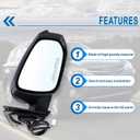 Right Passenger Side Door Mirror Compatible With 2013 2014 2015 Toyota RAV4 With Power Glass Manual Folding Black Replace#TO1321309 879100R070(3 Pins)