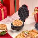 DASH Multimaker with 7 Removable Plates: Waffle Iron & Griddle + 3 Themed Plates - Santa Pumpkin Snowman - Mini Waffle for Halloween and Christmas Holidays - for Kids and Families (Red)