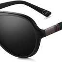 Aviator Sunglasses For Men Polarized Lens Plastic Lightweight Double Bridge Frame UV Protection For Driving Matte Black Frame/Smoke Lens