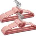 50 Pack Velvet Pink Hangers, Cute Heart Clothes Hangers with 360 Degree Swivel Hook, Non-Slip Thin Felt Hanger for Adult, Coat, Dress, Shirt, Jacket, Pants in Closet