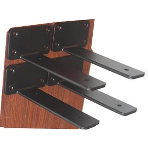 4 Pack - 6 inch Black Hidden L Shelf Bracket (1/5 Inch Thicked) Iron Floating Shelf Brackets Rustic Industrial Metal Brackets for Shelf Support
