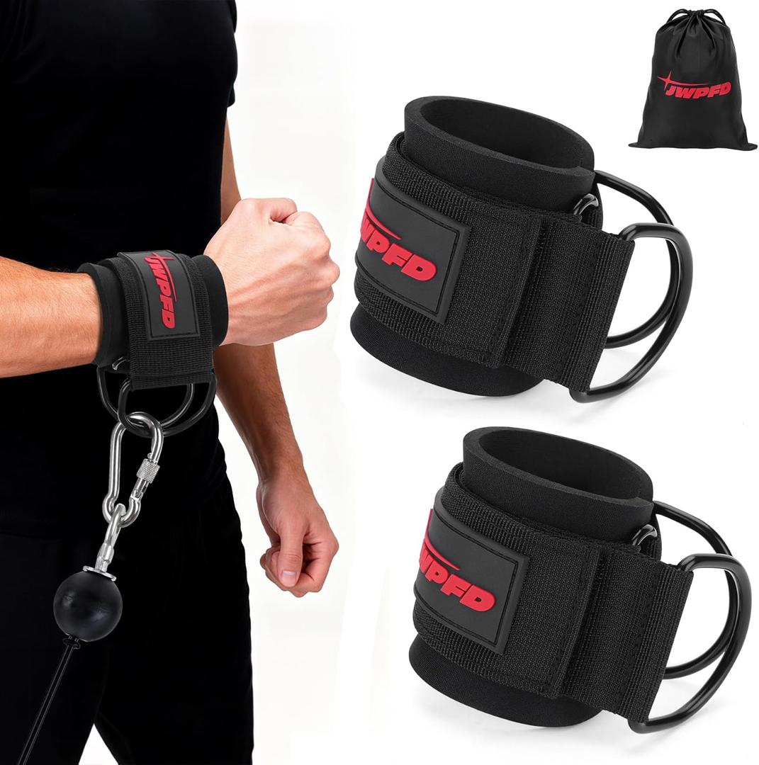 Wrist Straps for Cable Machines Wrist Cuffs for Men Woman Neoprene Padded Straps for Gym Strength Training Equipment (Black) Medium