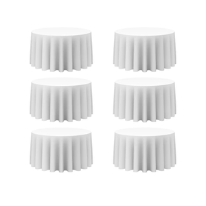 BRILLMAX 4 Pack White Round Tablecloths 120 Inch - Circle Bulk Linen Polyester Fabric Washable Table Cloth Cover for Wedding Reception Banquet Birthday Party Buffet Restaurant