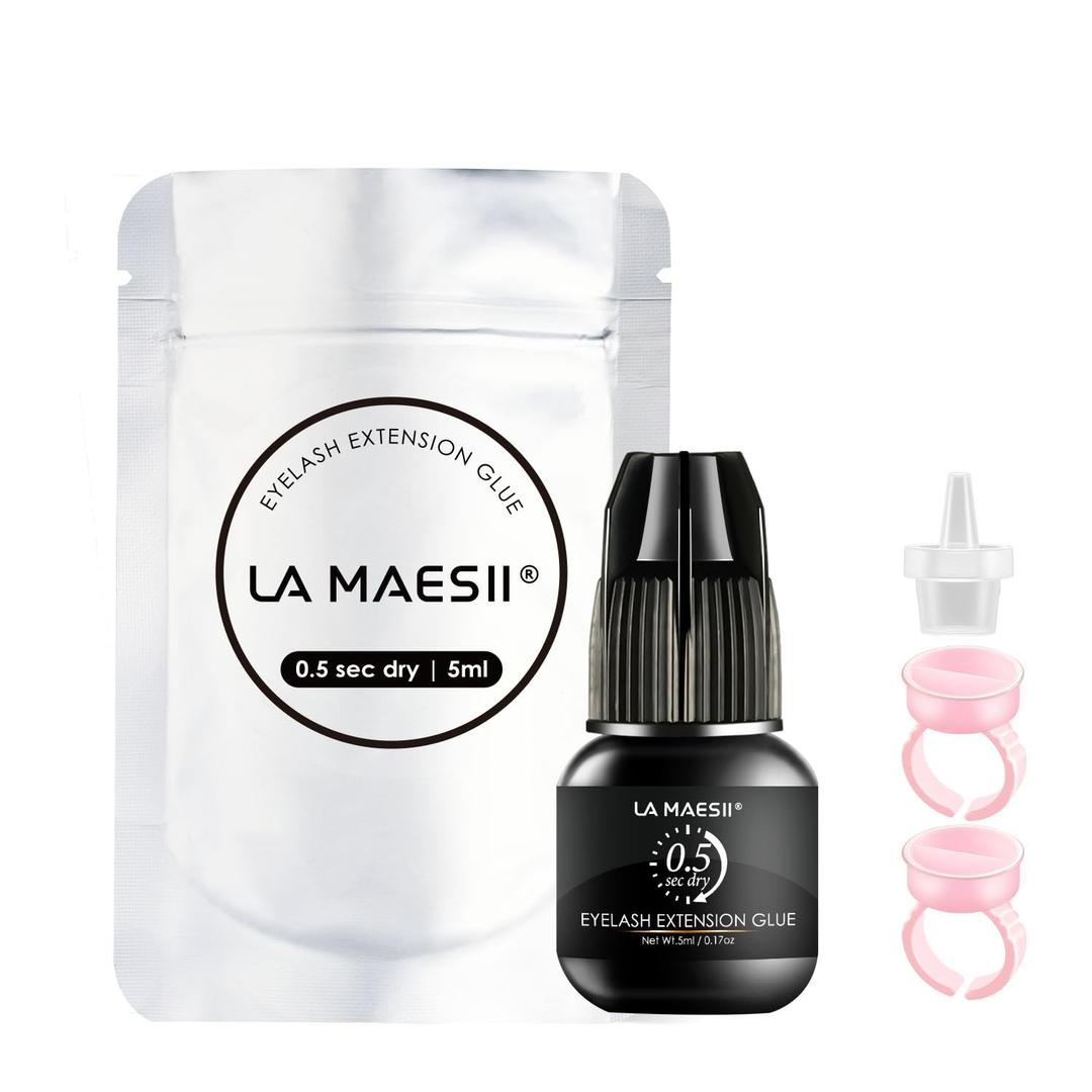 La Maesii Lash Cluster Glue Sensitive Lash Extension Glue Strong Hold Long Lasting 8 Weeks 0.5 Sec Drying Retension Lash Glue Adhesive Waterproof Salon Use