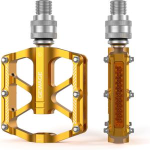 Bike Bicycle Pedals - 9/16 Quick Release Pedals Aluminum Flat Pedals - 3 Bearings Bicycle Pedals with Reflectors for Mountain Road BMX MTB Folding Bike