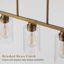 Mecgirn Island Light for Kitchen, Brushed Brass Dining Room Light Fixture Over Table, 5-Light Linear Chandelier Pendant Lighting for Dining Table Kitchen Island Living Room