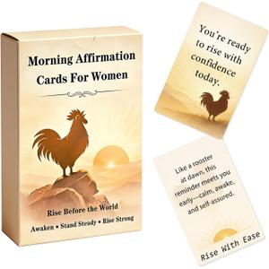 Rooster Morning Affirmation Cards for Women 55 Daily Mindset Cards for Confidence & Self Care Chicken Lover Gifts, Unique Birthday, Mothers Day & Christmas Idea