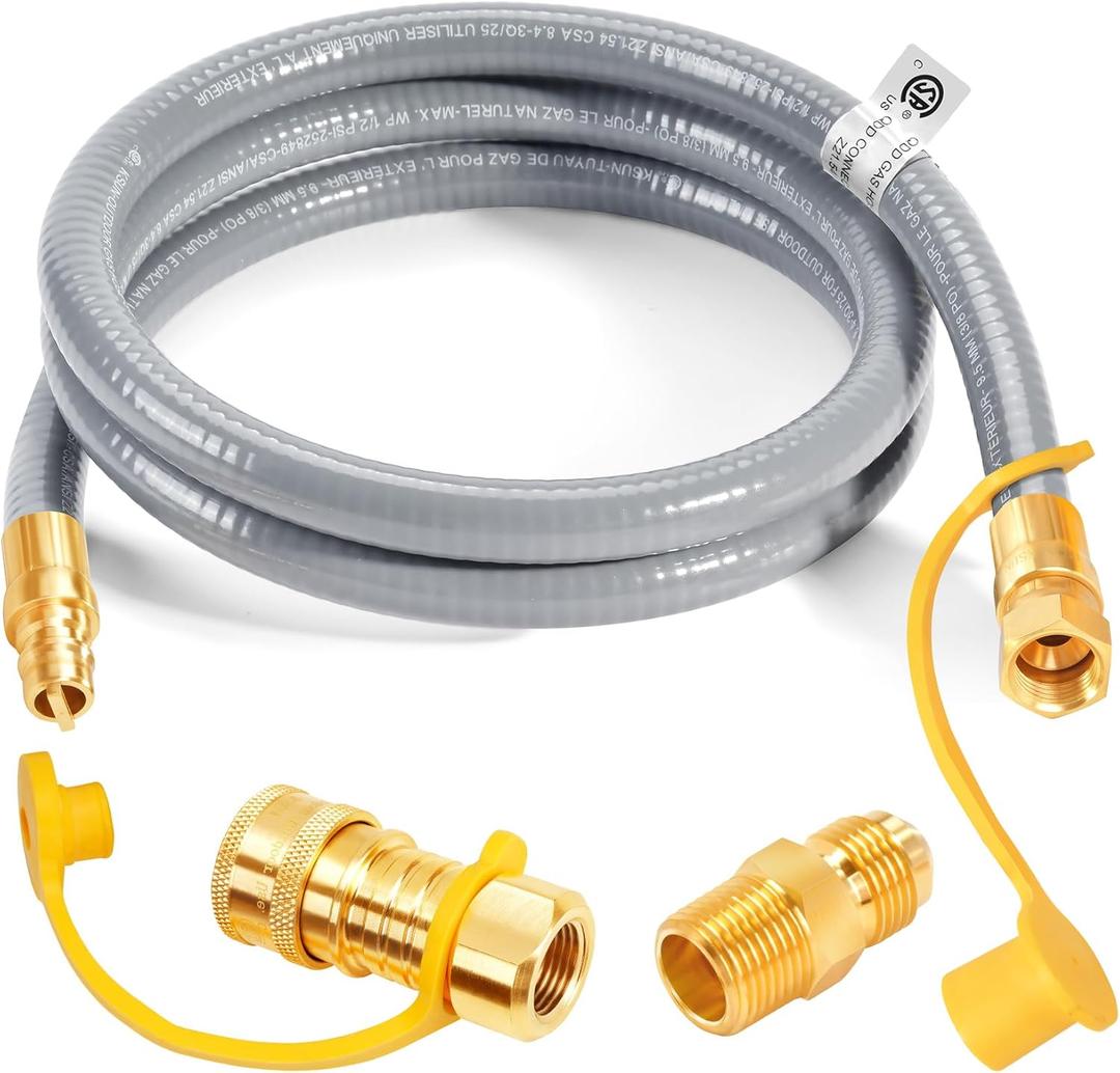 GasSaf 5FT 3/8" ID Natural Gas Hose, Natural Gas Grill Hose with Quick Connect Fitting Suitable for Weber Grills, Blackstone Griddles, Generator, Patio Heater - CSA Certified
