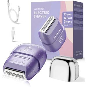 Electric Razors for Women, Waterproof Wet Dry Mini Electric Shaver for Women - Cordless Rechargeable Foil Shaver for Hair Removal, Legs, Face, Body, Bikini,Sensitive Skin, Teens (Purple)