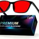 TIJN Sleep Glasses for 99.9% TR90 Blue Green Light Blocking Dual AR Coatings Red Lens for Computer Gaming Reduce Eyestrain, 02-red Lens/Black