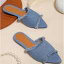 Verdusa Women's Pointed Toe Denim Sandals Open Toes Slip On Mules, Size 41
