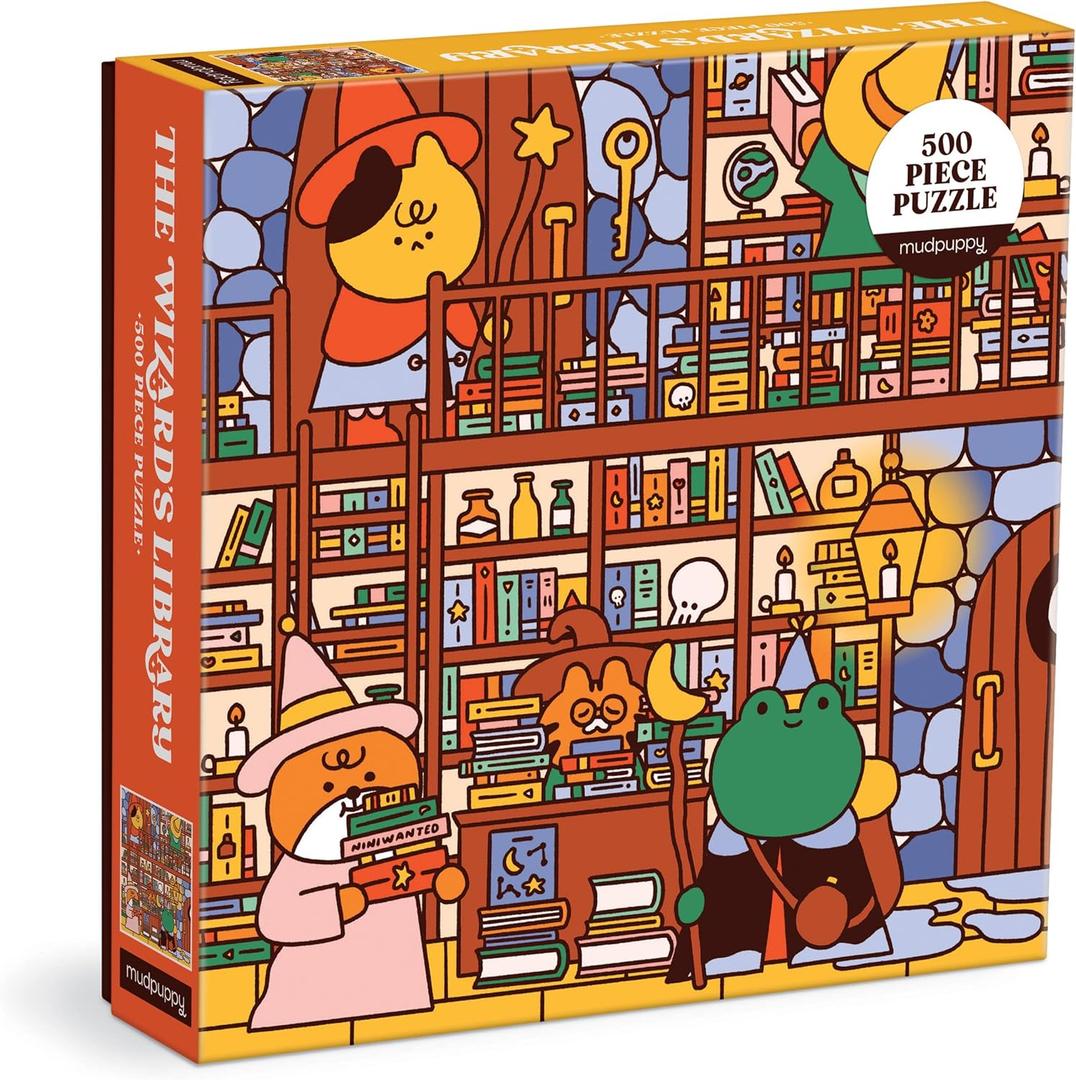 Mudpuppy's The Wizard's Library 500 Piece Family Puzzle, Colorful and Bold Illustrations, Provides Hours of Puzzling Fun, Perfect for Ages 8+, Puzzle Image Insert Included