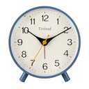 Tinload 4.5" Antique Retro Analog Alarm Clock, Small Silent Bedside Desk Clock with Night Light, Battery Operated, Snooze, for Living Room, Bedroom, Bedside(Blue)