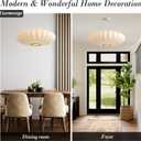 Large 23.6 inch Lantern Pendant Light, White Imitation Silk Lampshade, Bubble Pendant Light, Hanging Lamp Simple Chandelier for Living Dinning Room Kitchen Island Bedroom Restaurant Cafe