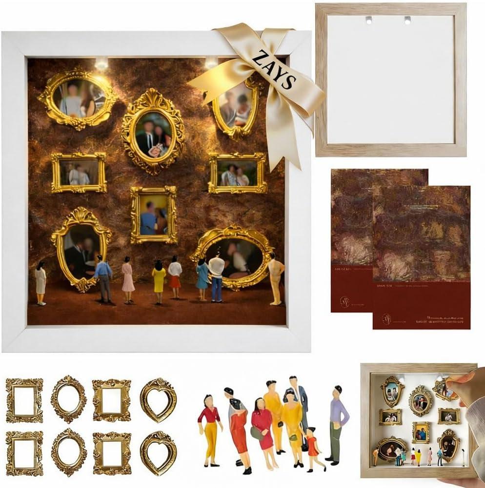 MiniMuseum of Us,DIY MiniMuseum Silhouette Box,Life in Box Frame Travel,Personalized of Us Frame,Shadow with Miniature Figurines Frames,Photo DIY Simple Assembly (White)