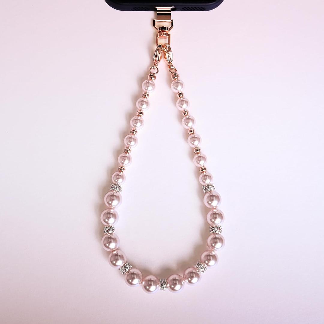 2026 New Phone Charm Detachable Anti Theft Cellphone Lanyard Wrist for Women Girls Hands-Free Phone Wrist Strap (Mist Rose)