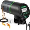 Automatic Fish Feeder for Aquarium - Rechargeable Fish Food Auto Dispenser Vacation Turtle Feeder with USB Charger CableLCD Screen, Customized ScheduleBlack