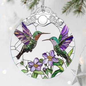 Hummingbird Stained Glass Ornament - Christmas Ornaments | Christmas Decorations for Tree | Holiday Ornament Gifts for Hummingbird Lovers | Holiday Party Gifts | Gift Ideas & Xmas Gift