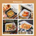 Non-Stick Disposable Air Fryer Aluminum Foil Liners Square 50PCS, Oil-Proof Aluminum Foil Tin Box Also for Steamer Basket Instant Pot Oven & Grill (7 * 7 Inch-Square)