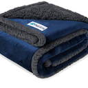 PetAmi Waterproof Dog Blanket for Medium Large XL Dog Puppy Cat Throw for Couch Cover Leakproof Protection, Sherpa Fleece, Reversible Soft Washable 80x60 Navy Gray
