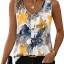 WIHOLL Womens Tank Tops Loose Casual Summer Tops Eyelet V Neck Basic Sleeveless Shirts Trendy 2026 (White), Medium