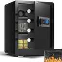 DAYI Biometric Fingerprint Safe Box, 2.0 Cubic Feet Home Safes with Fireproof Bag, Digital Touchpad Security Safe for Money Cash Documents, Dual Alarm System - DF-45 Plus
