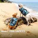 VIVAGLORY Dog Life Vest Rip Stop Dog Swim Vest, L, Camo Blue | High Visibility Ripstop for Puppy Cat Doggy, Life Jacket with Handle & Leash Ring for Boating & Swimming, L