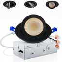 Adetu 3 Inch Gimbal Black Led Recessed Lighting, 360+90 Adjustable Directional Led Recessed Lights, 2700K/3000K/3500K/4000K/5000K Dimmable Retrofit Eyeball Can Lights with Jbox,ETL (Black, 1 Pack)