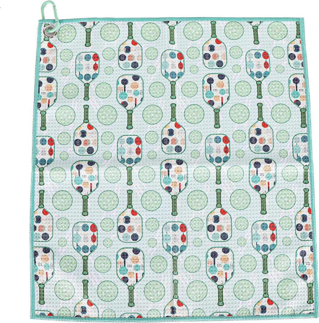 ASVP Shop Stylish 15x17 Inch Microfiber Athletic Towel with Carabiner Clip - Ultimate Towel for Pickleball Fans (Green)