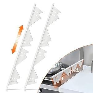 Stainless Steel Stove Gap Covers, Stove Gap Filler, Range Trim Kit, Stove Gap Guards, Heat Resistant and Easy to Clean, Easy retractable Length 13.8" to 27.5", Width 0.79", White(2PCS)
