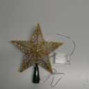 JOIEDOMI 9 inch Lighted PVC Star Christmas Tree Topper, Golden Glitter Swirl Treetop Decorations with 10 Warm White LED, Battery Powered for Home Holiday Xmas Party Indoor Decor