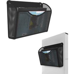 Vdamu 1-Tier Magnetic File Holder - No Drilling Installation File Organizer, Large Capacity Magnetic File Holder for Refrigerator, File Cabinets, Whiteboard, Office, Kitchen (Black)