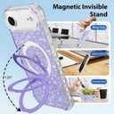 Magnetic for iPhone Air Case with Invisible Stand, Compatible with MagSafe, Clear Bling Sparkle Shockproof Slim Anti-Slip Military Drop Protection Hard Phone Case 6.5" Glitter Purple