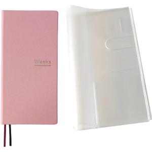 Undated Weekly Planner Notebook Pocket Organizer Appointment Book Journal Notebook A6 Week Plan Notepad (Pink with cover)