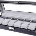 Watch Case Watch Box for Men - Watch Cases Display Holder Organizer Stand Storage Multi Boxes 6 Slot Small Leather Personalized Multiple Watch Container with Lock for Women,PU Watch Holders,Black
