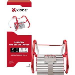 Kidde Fire Escape Ladder, 3-Story Rope Ladder, Extends to 25-Feet, Anti-Slip Rungs