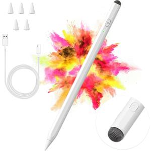 Stylus Pen for iPad, 2 in 1 Active and Capacitive Apple Pen, Fast Charge for Apple iPads 10th Generation Pencil, Compatible with iPad Pro 11/12.9", iPads 6/7/8/9/10, Air 3/4/5, iPad mini 5/6 (White)