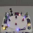 Christmas Village Tabletop Hockey Skating Rink - Animated Musical Pre-lit Winter Snow Village - Perfect Addition to Your Christmas Indoor Home Decorations - Great Centerpiece for Your Collection, 11.02 x 7.87 x 6.10