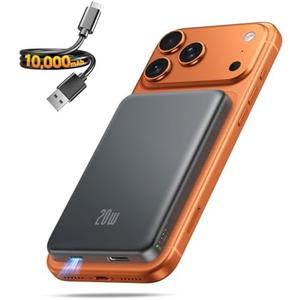 Portable Charger for Magsafe Power Bank - 10000mAh Magnetic Phone Charger, USB-C 22W PD Fast Charging, Slim Wireless Battery Pack for iPhone 17/16/15/14/13 Series, for Travel Cruise Essentials-Graphite