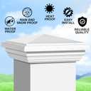 Sasylvia 2 Pcs 4 x 4 Inch Vinyl Fence Post Caps (Actual 4x4), White PVC England Style Cap Top Pyramid Square Waterproof UV Resistant Decorative Vinyl Fence Post Caps