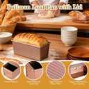 3 Pcs Pullman Loaf Pan with Lid, 2.2lb/1lb/0.5lb Dough Capacity, Non-Stick Carbon Steel Bread Pans for Homemade Bread Sandwich and Toast, Sourdough Loaf Pan with Lid, Corrugated Toast Mold (Golden