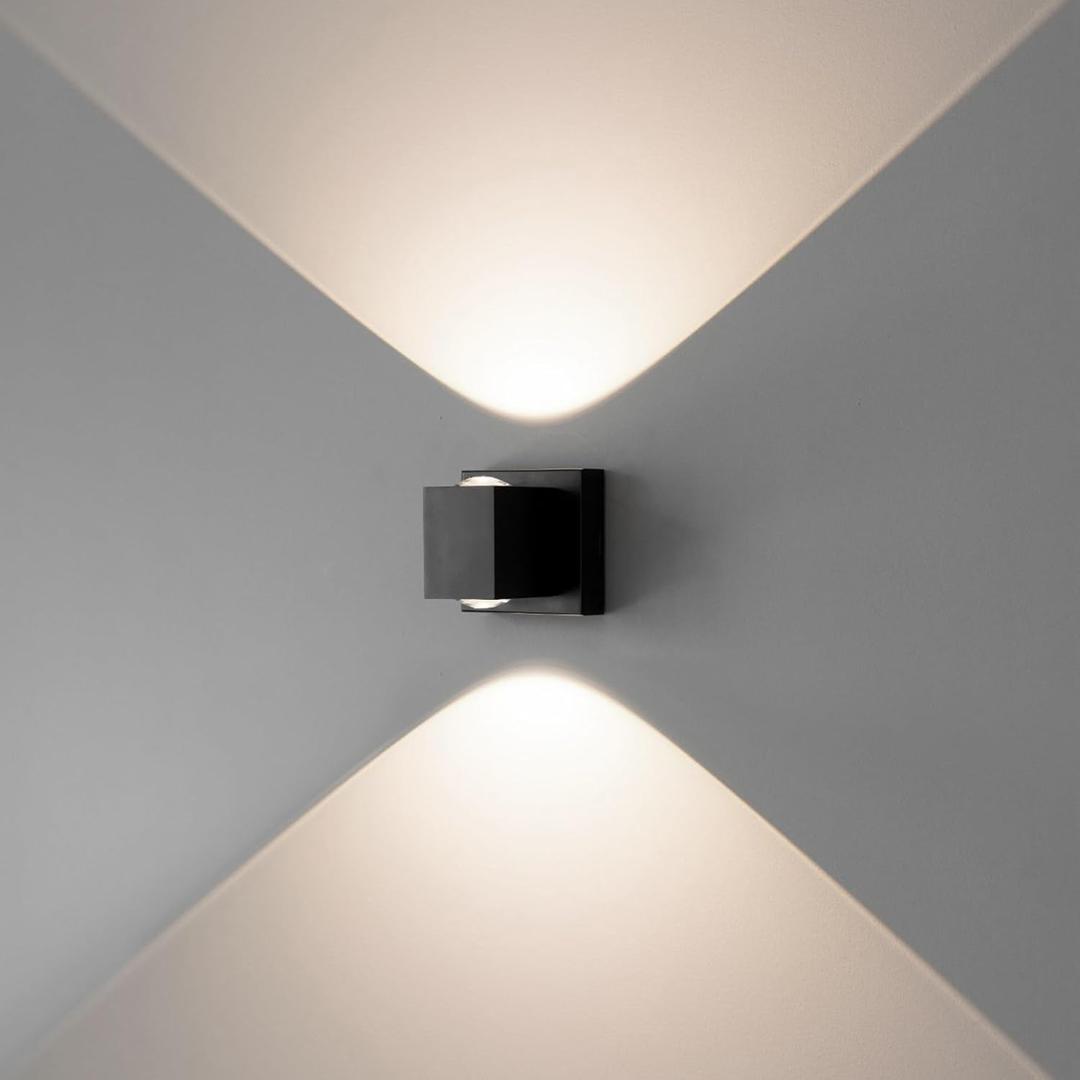 Tubicen Wall Sconce Dimmable Movie Theater Sconces Wall Lighting with Large Illumination Area 10W Black Indoor Up and Down Wall Lights for Living Room Hallway Stairway 3000K Square Hardwired