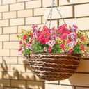 30 Bundles Fake Flowers for Outdoor Spring Summer Decoration Colorful Daisy Eucalyptus Realistic Artificial Plastic Plants for Home Planter Porch Window Box Yard