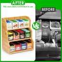 Tea Bag Organizer, 2 Layer Stackable Bamboo Tea Box Organizer Storage Box, Wooden Holder with 8 Compartments Natural Wood & Acrylic for Countertop Kitchen Cabinet Pantry (2 Tier)